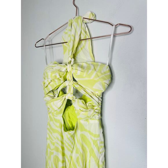 RONNY KOBO COLLECTIVE Green Vacation Halter Knotted Front Sheath Dress size 4 - Picture 4 of 16